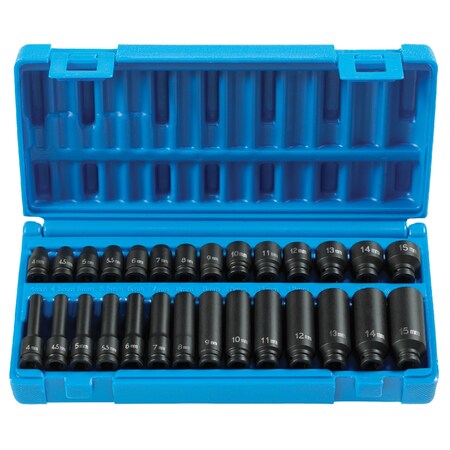Grey Pneumatic SKT SET 1/4" DR 28 PC DEEP  METRIC IM GP9728M